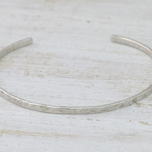 Silver925 Bangle シルバー925バングル 槌目テクスチャー 細身幅