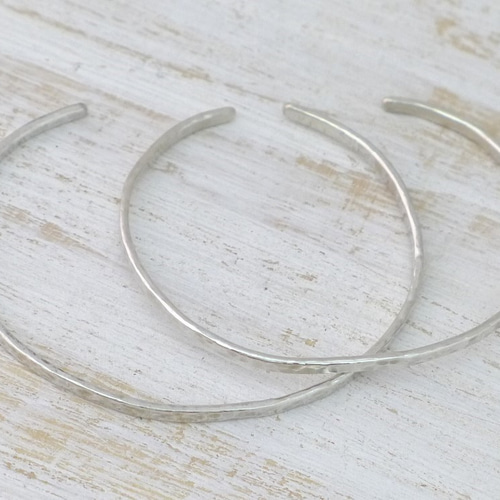 Silver925 Bangle シルバー925バングル 槌目テクスチャー 細身幅約2.5