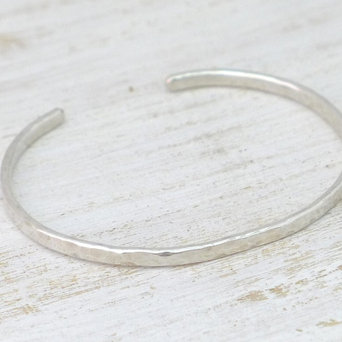 Silver925 Bangle シルバー925バングル 槌目テクスチャー 細身幅