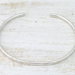 Silver925 Bangle シルバー925バングル 槌目テクスチャー 細身幅約3mm 3枚目の画像