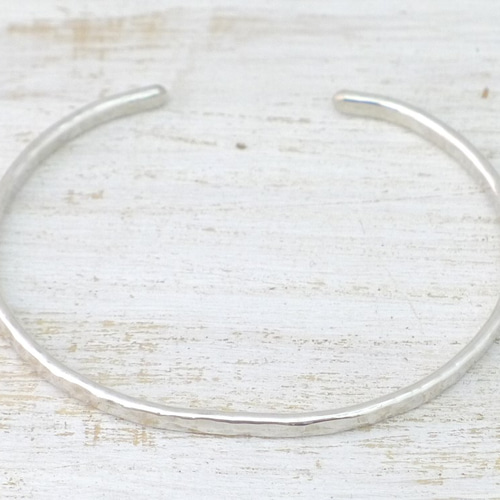 バングル　シルバー925 Silver925 Bangle シルバー925バングル 槌目テクスチャー 細身幅