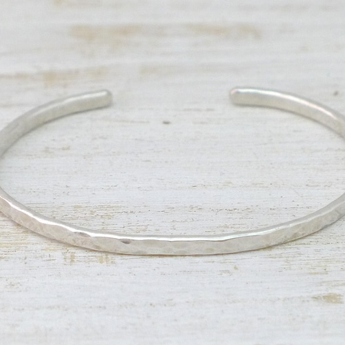 Silver925 Bangle シルバー925バングル 槌目テクスチャー 細身幅