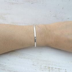 Silver925 Bangle シルバー925バングル 槌目テクスチャー 細身幅約3mm 5枚目の画像