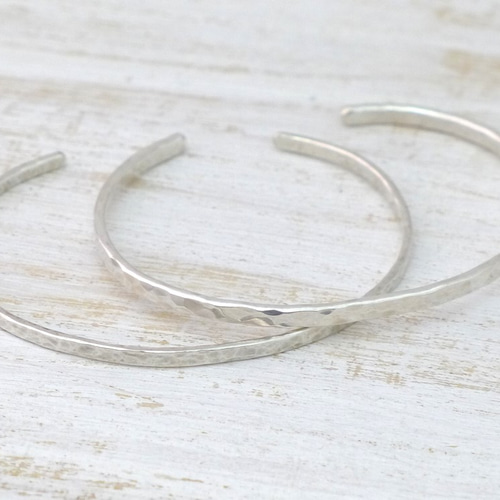 バングル SLV925　※松ちゃん様 Silver925 Bangle シルバー925バングル 槌目テクスチャー 細身幅