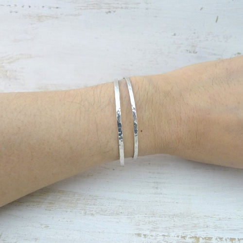 バングル　シルバー925 Silver925 Bangle シルバー925バングル 槌目テクスチャー 細身幅