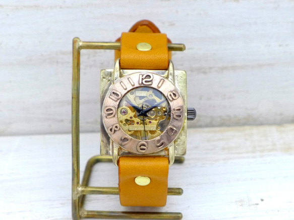 BHW118C 手動上鍊 黃銅 32mm 方形銅表圈 手工腕錶 [BHW118C] 第4張的照片