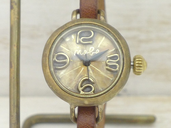 “瓢蟲-B”24 毫米黃銅（黃銅）腳背圓形錶殼手工手錶 [375] 第3張的照片