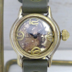 "CrescentMoon-LB" 22mmBrass(真鍮) 三日月文字盤 手作り時計 [305B-CM] 2枚目の画像