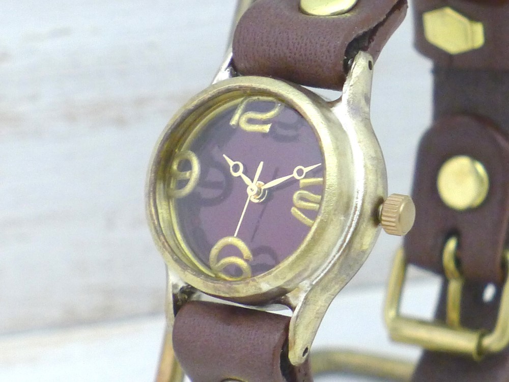 "Lady on Time-B" RD(赤) 22mm Brass(真鍮) 手作り腕時計 [305B RD]