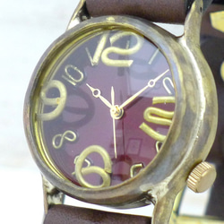 "On Time-B" RD(赤)文字盤 32mm Brass(真鍮) 手作り腕時計 [214B RD] 1枚目の画像