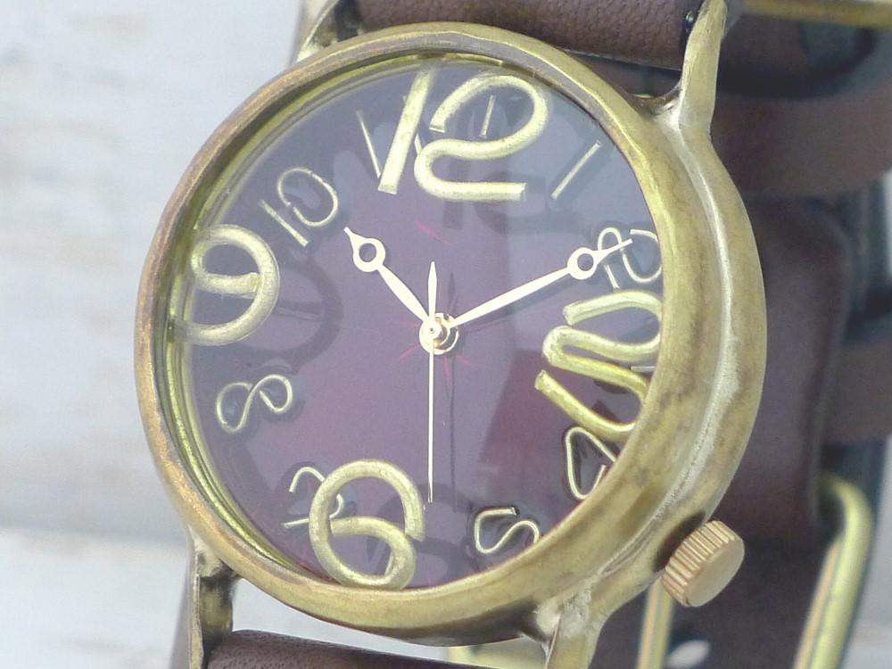 "J.S.B.2" RD(赤)文字盤 36mmBrass(真鍮) 手作り腕時計 [JUM38B RD]