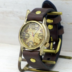 "On Time-B"GD文字盤 32mmBrass(真鍮) フローティングインデックス 手作り腕時計[214B GD] 2枚目の画像