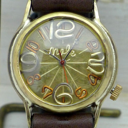 "On Time-B"GD文字盤 32mmBrass(真鍮) フローティングインデックス 手作り腕時計[214B GD] 3枚目の画像