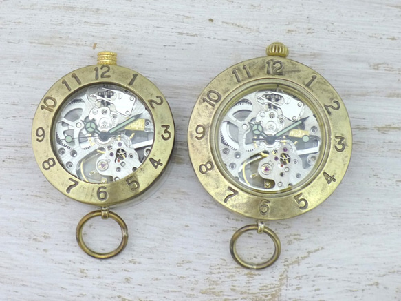 BHW111 手動上弦懷錶 Brass (brass) 40mm 阿拉伯數字表圈 Handmade watch [BHW111 第9張的照片