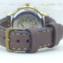 BAM060 自動巻きオープンハート 36mmBrass(真鍮) アラビア数字 手作り腕時計 [BAM060アラビア] 8枚目の画像