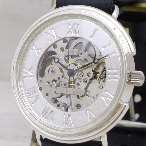 SHW081 ローマ数字 手巻きSilver特大JUMBO 手作り腕時計 [SHW081