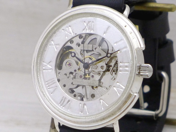SHW081 ローマ数字 手巻きSilver特大JUMBO 手作り腕時計 [SHW081