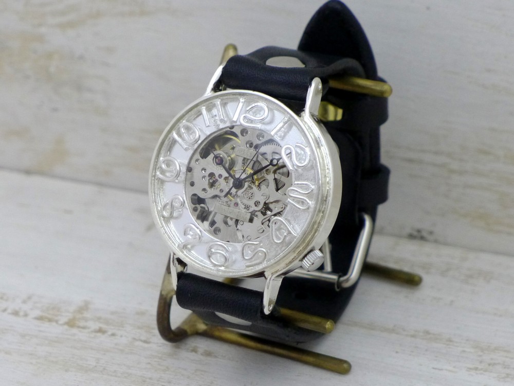 SHW082 手巻きSilver 42mm Silver925 手作り腕時計 [SHW082]