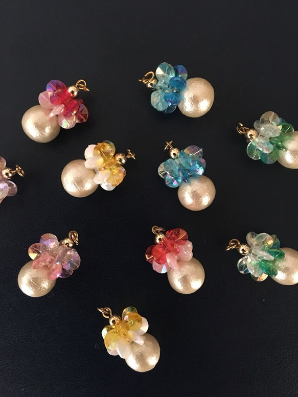 お花が咲いたよ！コットンパール＊ノンホールピアス/ピアス 4枚目の画像