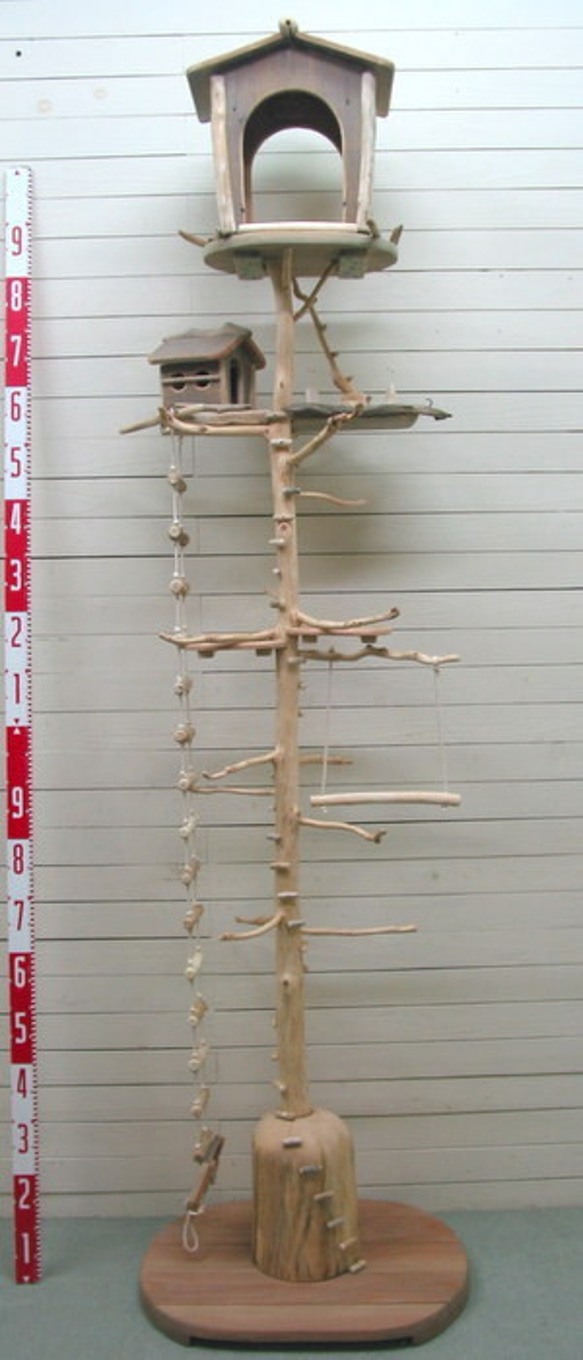 オリジナル大型流木バードジムタワー（ツリーハウスオブジェタイプ）数量限定計６台 pb76 3枚目の画像