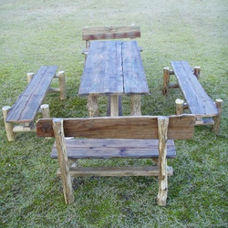 大型流木テーブルベンチ５点セット【ka14】 1枚目の画像