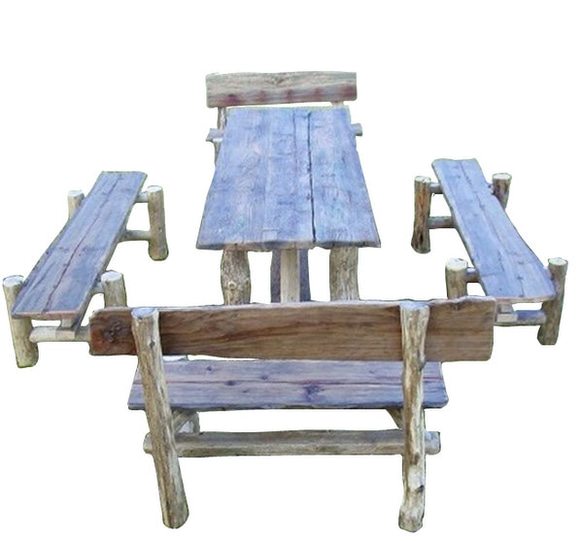 大型流木テーブルベンチ５点セット【ka14】 2枚目の画像