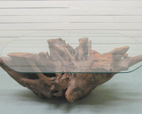 大型ガラステーブル用切り株流木 ka86 オリジナル流木インテリア家具
