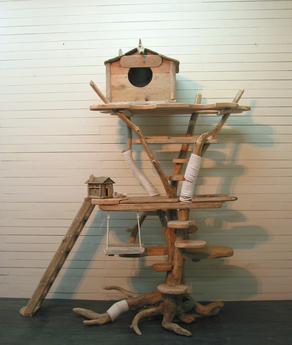 オリジナルツリーハウスな大型流木キャットタワー ［pk12