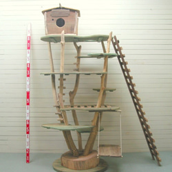 オリジナル大型流木アート キャットタワー（株立ち風ツリーハウスタイプ）［pk34］ ペット用品 3枚目の画像