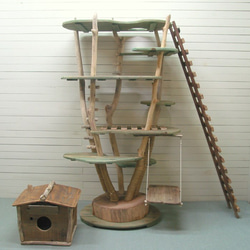 オリジナル大型流木アート キャットタワー（株立ち風ツリーハウスタイプ）［pk34］ ペット用品 4枚目の画像