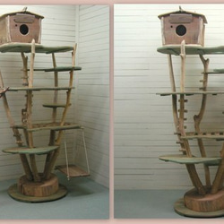オリジナル大型流木アート キャットタワー（株立ち風ツリーハウスタイプ）［pk34］ ペット用品 6枚目の画像