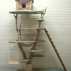 オリジナル大型流木アート キャットタワー（株立ち風ツリーハウスタイプ）［pk35］ ペット用品 1枚目の画像