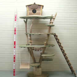 オリジナル大型流木アート キャットタワー（株立ち風ツリーハウスタイプ）［pk35］ ペット用品 3枚目の画像