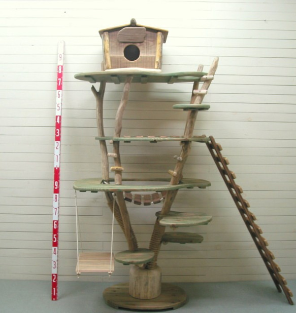 オリジナル大型流木アート キャットタワー（株立ち風ツリーハウスタイプ）［pk35］ ペット用品 3枚目の画像