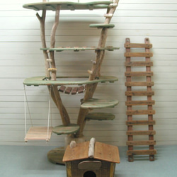 オリジナル大型流木アート キャットタワー（株立ち風ツリーハウスタイプ）［pk35］ ペット用品 4枚目の画像