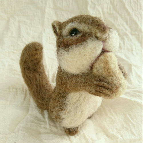 シマリス 羊毛フェルト ハンドメイド 人形 オブジェ インテリア