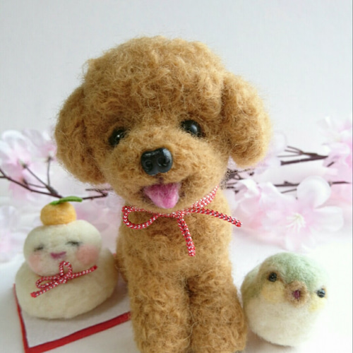 羊毛フェルト  ひょっこりトイプードル♪ コーヒーカップからひょっこり プードルさん 羊毛フェルト