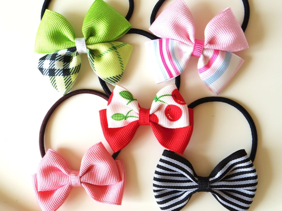 ♡ハンドメイド♡ヘアゴムリボン リボンヘアゴム 5個セット その他ヘアアクセサリー sirousako