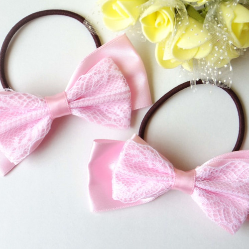 リボン ヘアゴム♡riana ribbon♡レースリボンホワイト