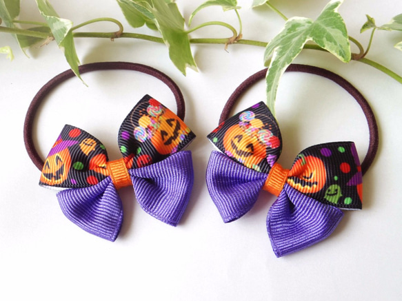 ハロウィンカラー リボン ヘアアクセ Uピン 6個セット