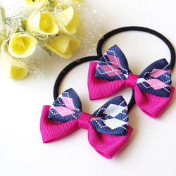 リボン　ヘアゴム♡fleur ribbon♡レース♡花柄♡ピンク♡ハンドメイド リボン ヘアゴム♡fleur ribbon♡レース♡花柄♡ピンク