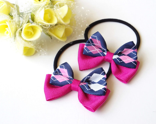 確認　ヘアゴム　リボン　1177　和柄　紫　藍　花 確認 ヘアゴム リボン 1177 和柄 紫 藍 花