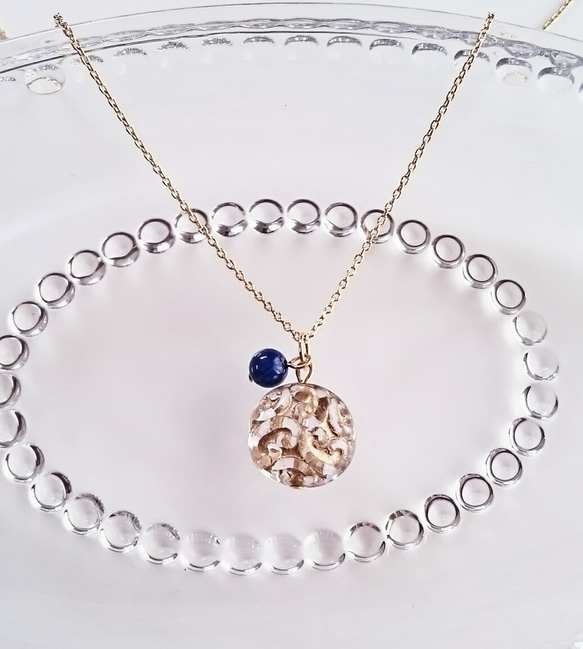 キレイ色✨天然石ラピスラズリ(青)&チェコビーズヨーロピアンズのネックレス 3枚目の画像