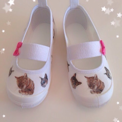 ☆猫ちゃん柄デコパージュシューズ！入園入学上履きに！ 靴 orange