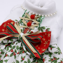 狗衣服/貓衣服聖誕白色冬青連衣裙[OP856] 第4張的照片