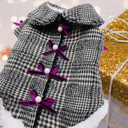 犬服／猫服 ラメグレー＆チェックワンピース [OP859] ペット服