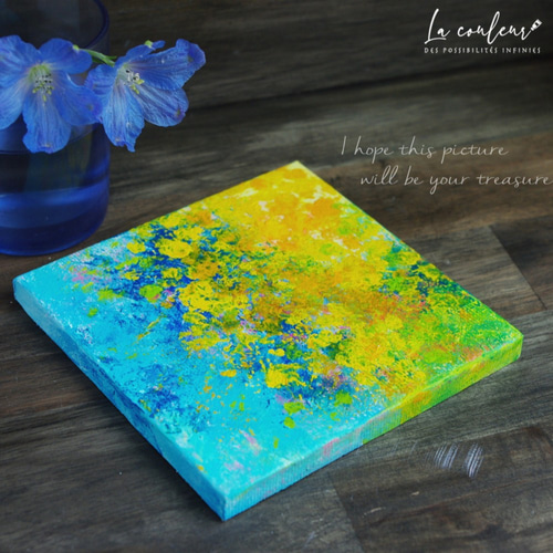 油絵 絵画 【青空に咲くミモザ】 油絵 油彩 油彩画 絵 絵画 【青空に咲くミモザ】 絵画 HR 通販