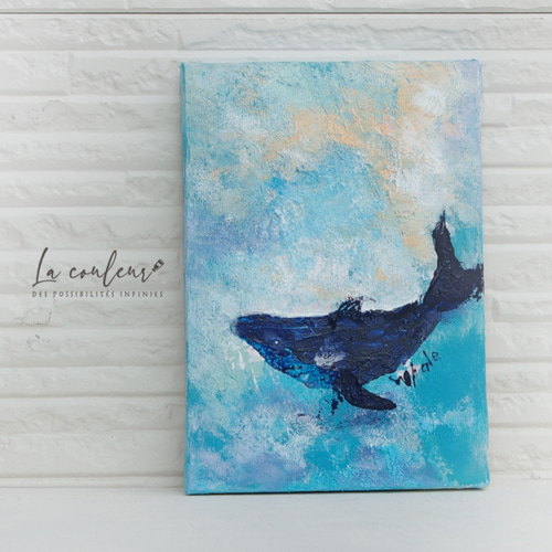 抽象画_空飛ぶクジラ 絵画 La couleur aya 通販 9860095｜Creema(クリーマ)