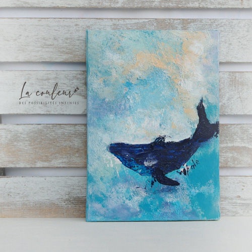 抽象画_空飛ぶクジラ 絵画 La couleur aya 通販 9860095｜Creema(クリーマ)