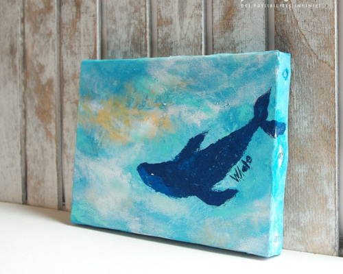 抽象画_泳ぐクジラ 絵画 La couleur aya 通販 9945275｜Creema